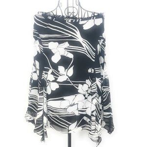 ICE Paisley Black & White Floral Print Blouse